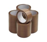 Brown Packaging Tape 48mm x 66m - Durable 45 Micron Adhesive Tape for Boxes, Paper & Cardboard With/Without Dispenser - (With dispenser, 12 Rolls)
