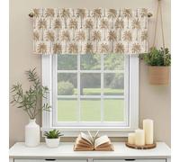 Brown Palm Tree Valances for Windows, Country Linen Texture Tropical Plant Coastal Rod Pocket Valance Short Window Treatments Curtains for Kitchen Bathroom Bedroom Decor, 60 x 14 Inches