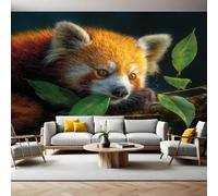 Brown Panoramic Mural Wallpaper 390 x 260 cm Animal Red Panda Wall Mural Non-Woven Art Print Wallpaper Living Room Bedroom Sofa TV Backdrop Decoration Poster Picture Photo