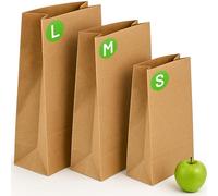 Brown Paper Bags - 50 Pack, Small 12 x 6 x 2.5 inches, 1.6kg Capacity, 70gsm Kraft Material, Takeaway Lunch Grocery Gifts