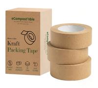 Brown Paper Tape for Packaging, Kraft Parcel Tape Eco Friendly, Strong Paper Packing Tape for Wrapping Parcels, Natural Brown Shipping Tape Roll 48mm x 50m Parcel Tape, Moving 3 Rolls