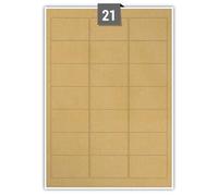 Brown Parcel Permanent Adhesive Dry Edge Paper Labels 21 Rectangle Printable Labels per A4 Plain Sheet - Label Paper Size 63.50 mm x 38.10 mm Ideal for Office, Packaging, Shipping