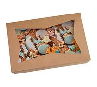 Brown Pastry Bakery Box 10x6.5x2.5inch,Large Donuts,Muffins,Cookies Boxes with PVC Window - Auto-Pop up Paper Box Nature Cardboard Take Out Container,Pack of 15 (15)
