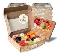 Brown Pastry Box Grease Proof 12 Set, 24pt Thick Cardboard Dessert Box w/Window, Catering Trays with Lids Deli Snack Bakery TakeOut, Catering Boxes Containers for Party 4-7 people 12"x10"x2.5"