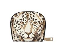 Brown Pattern Leopard Leather Semi-Circular Card Bag, Compact and Convenient, Easy to Store