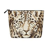 Brown Pattern Leopard Multi Functional Single-Layer Linen Makeup Bag - Fashionable and Practical Cosmetic Storage Bag