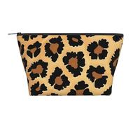 Brown Pattern Leopard Print Makeup Bag Trapezoid Travel Cosmetic Organiser Stylish Storage for Beauty & Gifts for Women Girls