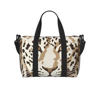 Brown Pattern Leopard Print Travel Duffel Bag, Lightweight Water-Resistant Weekender Spacious Gym & Travel Bag for Men, Women & Teens