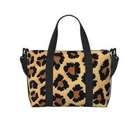 Brown Pattern Leopard Print Travel Duffel Bag, Lightweight Water-Resistant Weekender Spacious Gym & Travel Bag for Men, Women & Teens