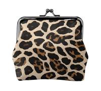 Brown Pattern Leopard - Print Women's Compact Coin Purse with Lock Waterproof for Travel Gifts