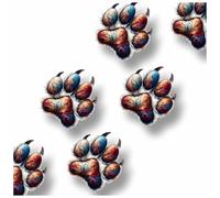 Brown Paw Print Vinyl Wall Decal Stickers, Cover Marks, Dog Graphics, 70mm Qty:6, Ideal for Wall Phone, Cups & Mugs, Laptop, Toilet, Phone, Scrapbooking and More, Vibrant Art (Paw Brown)