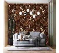 Brown Peony Botanical Wallpaper for Bedroom Walls Vintage Dark Floral Removable Stick On Contact Paper Heavyweight Self Adhesive Wallpaper for Living Room Nursery Home Decor 100Cm(H) X140Cm(W