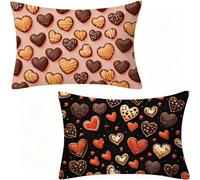 brown Pillow protectors, love Pillowcases 2 Pack, Velvet Throw Pillow Covers, Rectangle Cushion Covers 60 x 80 cm With Invisible Zip, Waterproof Garden Cushions for Home Decor, Gifts For Women 74-W