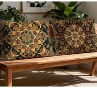 Brown Pillowcase Mandala Cushion Covers set of 2 Large Pillow Cases 32x40in Rectangle Cushion Covers,2026 New Velvet Duplex Print Sofa Pillows for Winter Autumn Bed Living Room Home Decor Gifts O-380O
