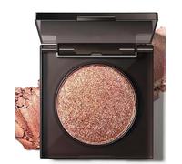 Brown Pink Single Eyeshadow Palette - Shimmer Glitter Round Compact with Transparent Lid, Warm Sophisticated Rose Gold Metallic Finish, Waterproof Long-Lasting Sparkly Makeup