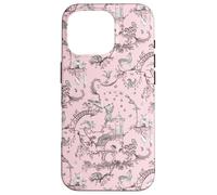 Brown & Pink Woodland Creatures Toile Bear Rabbit Deer Fox Case for iPhone 16 Pro