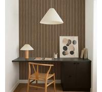 Brown Pinstripe Wooden Slats Effect Wallpaper Smooth Finish Feature Wall