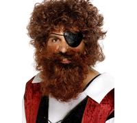 Smiffys Nylon Deluxe Pirate Beard - Brown - brown pirate beard fancy dress deluxe smiffys costume nylon mens accessory
