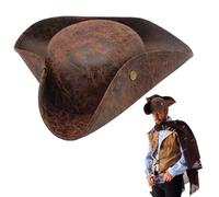 Brown Pirate Hat for Adult, Pirate Accessories for Men Women, Tricorn Hat Pirates Cap, Halloween Costume Accessories, Fancy Dress Colonial Medieval Accessory for Pirates Theme Party Halloween Cosplay