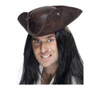 Brown Pirate Tricorn Hat Adult Buccaneer Fancy Dress Costume Accessory Deluxe