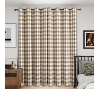 Brown Plaid Blackout Curtains, 90 Drop, Buffalo Check Printed Curtains for Living Room, Bedroom, Eyelet Drapes for Window Home Decor, 66x90 Inch 2 Panels Rc2315