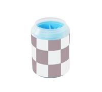 Brown Plaid Textured Pattern Reusable Pet Paw Cleaner Cup with Soft Silicone Brush Pets Supplies and Accessories for Cats Dogs limpiador de patas para perro
