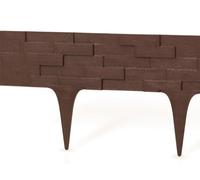 Brown Plastic Palisade Lawn Border With Stone-Effect Slate Texture, Flexible 3-Pack 2.38M