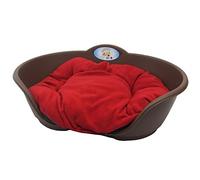 BROWN PLASTIC WITH RED CUSHION /EXTRA LARGE HEAVY DUTY PET BED - DOG/CAT/ANIMAL/SLEEP/BASKET