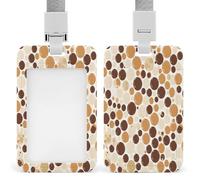 Brown Polka Dot Pattern Badge Holders Retractable ID Badge Holder with Lanyard Heavy Duty Badges Reel Card Protector Detachable ID Card Holder for Nurse Teacher Staff Officer