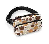 Brown Polka Dot Pattern Fanny Pack Waterproof External Pocket Portable Waist Pack Outdoor Adjustable Strap Lightweight Waist Bag for Workout Traveling Casual Running Hiking Cycling