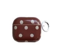 Brown Polka Dot Striped Case for Airpods 1st & 2nd with Lock,Retro Aesthetic Classic Cute Vintage Protective Girly Cover for Airpod 1/2 Gen