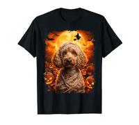 Brown Poodle Dog Mummy in Pumpkin Patch on Halloween Night Value Graphic T-Shirt