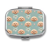 Brown Poodle Dogs Wearing Sweaters Travel Pill Organizer with Mirror