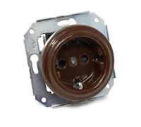 Brown Porcelain Recessed Base 2P Base + Ground Socket for Recessed Frameless