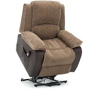 (Brown) Postana Dual Motor Riser Recliner Jumbo Cord Fabric Armchair Lift Chair