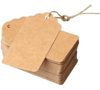 Brown Price Tag with String | Kraft Luggage Tags | Craft Labels | Paper Gift Tags Labels | DENSCO 100 Pcs 9 X 4 Cm with Jute String DIY for Wedding Gifts (Brown, 9X4)