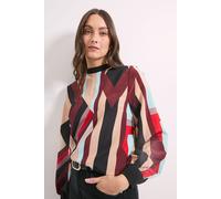Brown Print High Neck Tie Back Volume Blouse Principles Brown 12