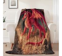 Brown Print Throw Blanket for Kids, Luxury Fantasy Eastern Dragon Soft Cozy Fluffy Flannel Blanket - 100 x 130 cm Warm Sofa Couch Theme Flannel Blanket for Teen Birthday Gift