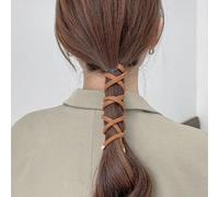 Brown PU Leather Spiral Hair Ties, Spiral Lock Hair Tie Ponytail Holder, Hair Ties Hair Bands Wraps, Hair Band For Women Girls Hair Accessories