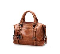 Brown PU Leather-Style Women's Messenger Bag - Shoulder Tote Satchel with ID & Phone Pockets, Zippered Compartments