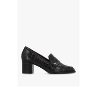 Brown Python Leather Block Heel Loafers - Black Patent / 37.5