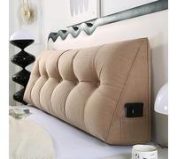 Brown,Queen/150cm,Large Bolster Wedge Headboard Pillow for Sitting Up in Bed, Upholstered Triangle Backrest Reading Pillow, Couch Sofa Pillow with Removeble Washable Side Pocke