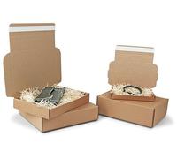 Brown Quick Seal Postal Box - 152x107x20mm Pack of 50 - Mailing Parcel Packing Ecommerce Cardboard Box Eco Friendly Single Wall