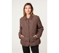 Brown Quilted Cord Collar Coat Blue Vanilla Brown XL