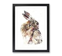 Brown Rabbit Watercolour Modern Framed Wall Art Print, Ready to Hang Picture for Living Room Bedroom Home Office Décor, Black A3 (34 x 46 cm)
