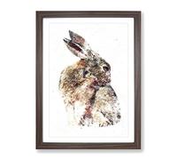 Brown Rabbit Watercolour Modern Framed Wall Art Print, Ready to Hang Picture for Living Room Bedroom Home Office Décor, Walnut A3 (34 x 46 cm)