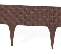 Brown Rattan-Texture Plastic Palisade Lawn Edging 2.4M Pack Of 3 - 95mm Visible Height