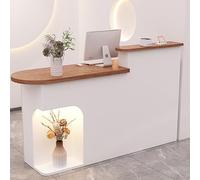 Brown Reception Desk with Lockable Drawers, Front Counter Table for Salon & Office Checkout, 80cm/31.4in Reception Counter Furniture
