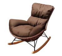 Brown Reclining Rocking Chair Single Sofa PE Rattan Relaxing Armchair Portable Lounge Chair for Balcony Living Room Patio Office - Comfortable & Stylish