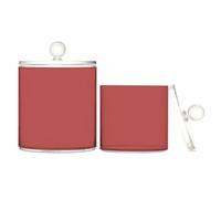 Brown Red Clear Plastic Storage Boxes with lid Dresser Essentials Decorative Small Storage Bins for Floss Picks,Paper Clips,2 Pack
